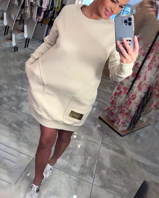 Jurk Pullover Zak Lange Mouw