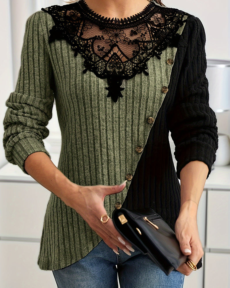 Blouse Kantdetail Slim Fit