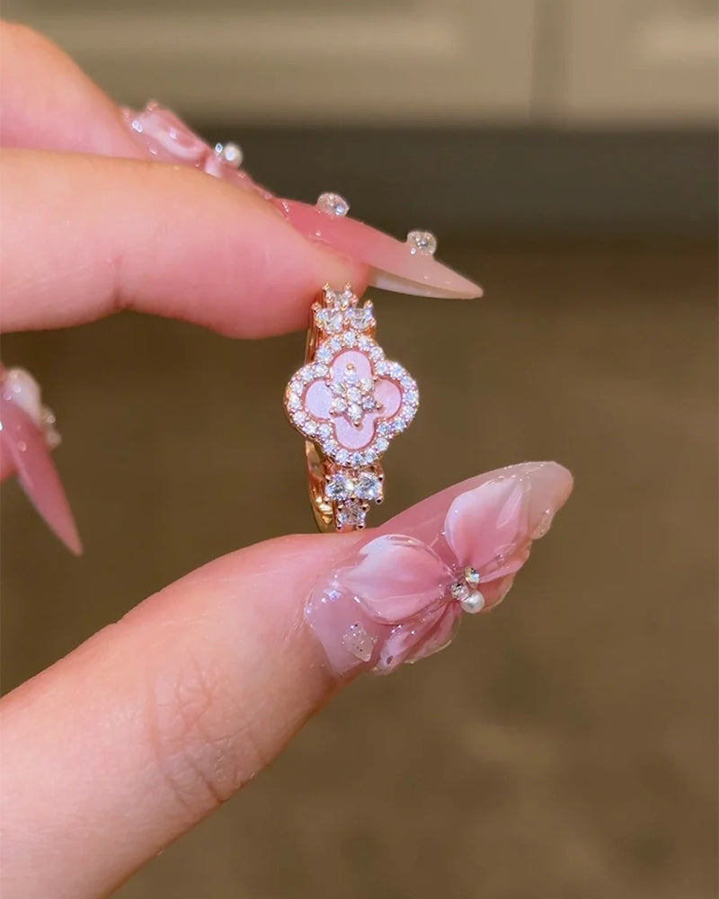 Ring & Armband Roze Schelp Klavertjevier