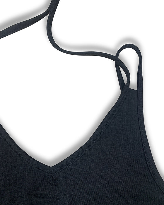 Jurk V-Hals Draagband Split Gedrukt