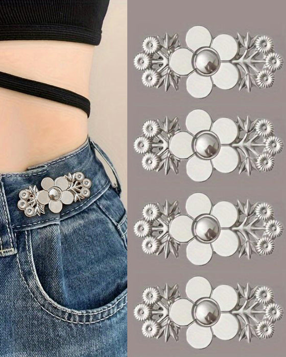 4-Delig Bloemenpatroon Denim Riemverstrakker