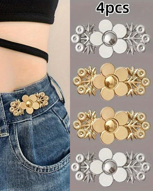 4-Delig Bloemenpatroon Denim Riemverstrakker