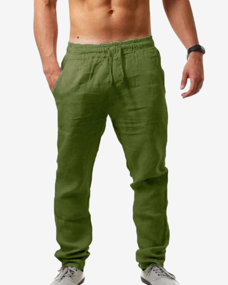 Katoen linnen ademende effen kleur broek