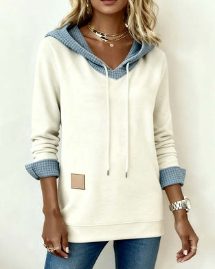 Sweatshirt casual met capuchon en wafelpaneel