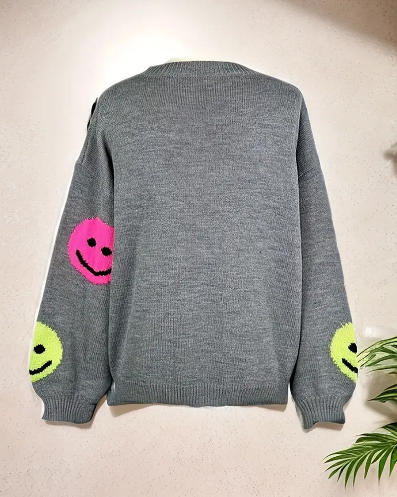 Trui Met Smiley En Ronde Hals