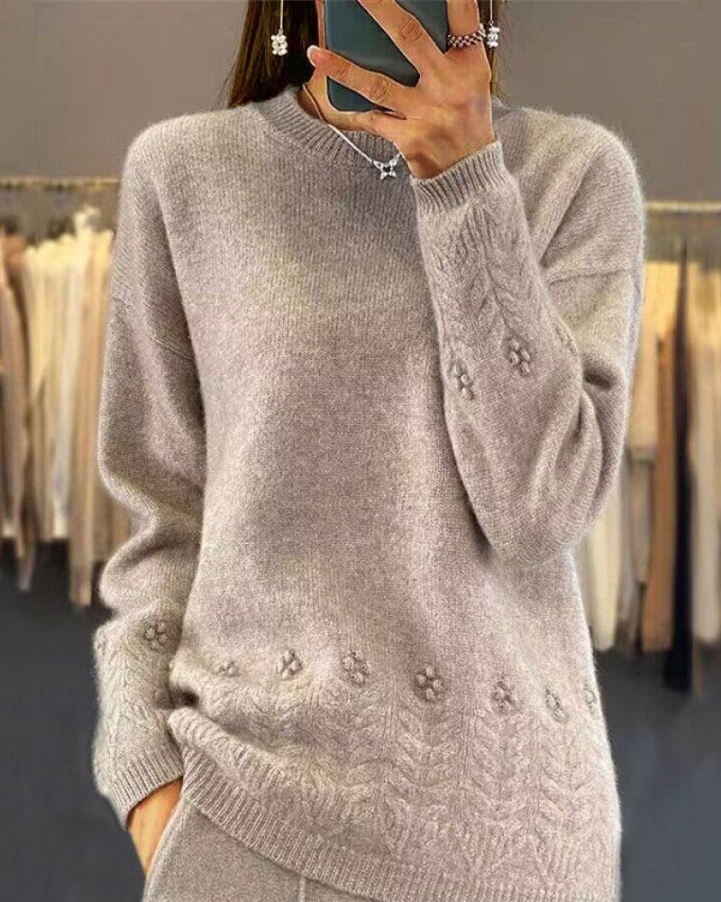 Vrouwens Enkleurige Passende Pullover In Retro Stijl