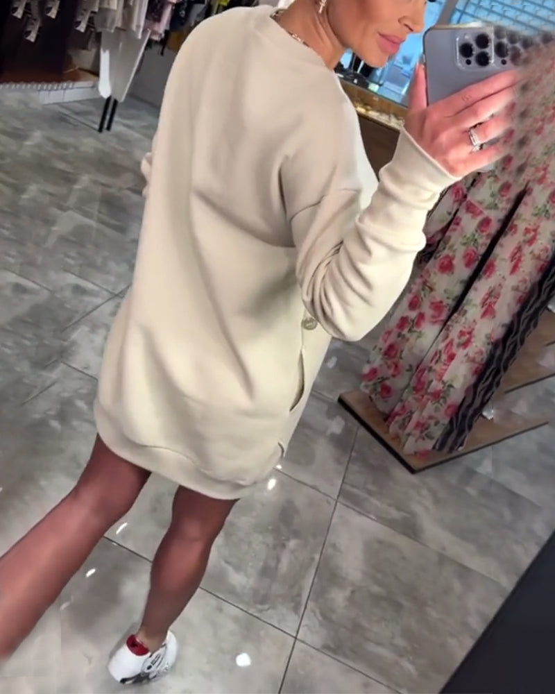 Jurk Pullover Zak Lange Mouw