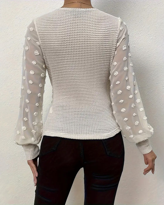 Top V-hals Geplooid Lange Mouw