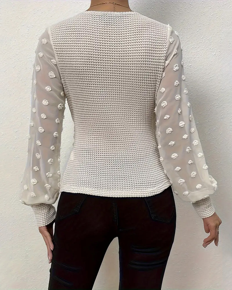 Top V-hals Geplooid Lange Mouw