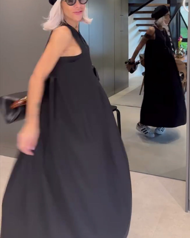 Elegante geplooide tankjurk in effen kleur