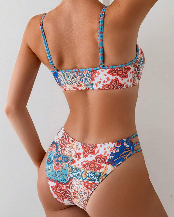 Bikini Bedrukt Vetersluiting Sexy Driehoek