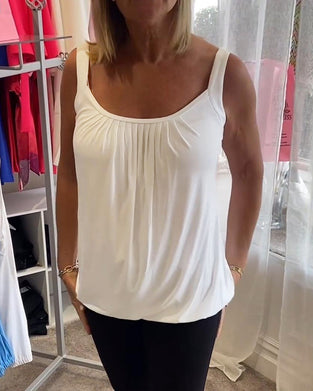 Casual mouwloze top met plooi en effen kleur