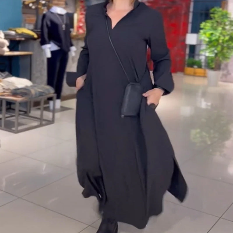 Effen kleur maxi-jurk met zijsplitten