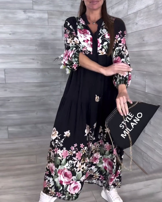 Jurk Bloemenprint Casual Lantaarnmouw