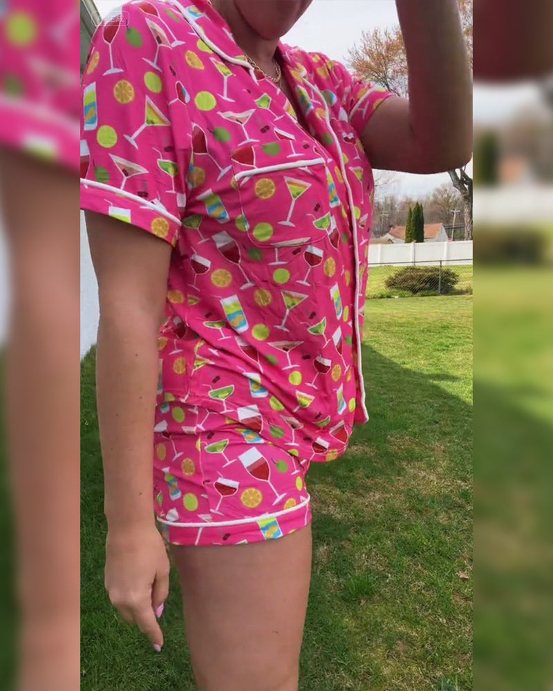Tweedelige Sets Wijnfles Print Casual