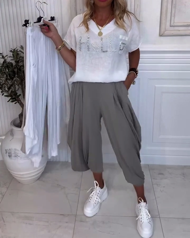 Broek Effen Kleur Pofmodel Casual