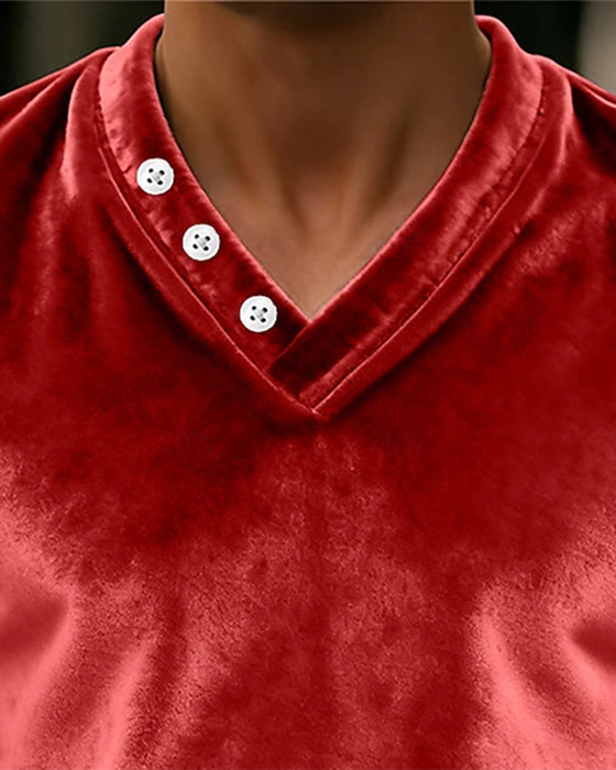 Heren Top Met Comfortabele Passform, Fluwelen Stof En Lange Mouwen