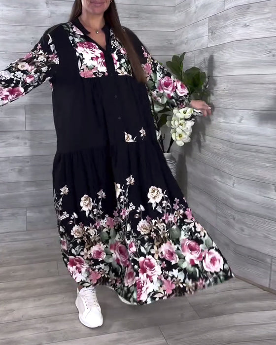 Jurk Bloemenprint Casual Lantaarnmouw