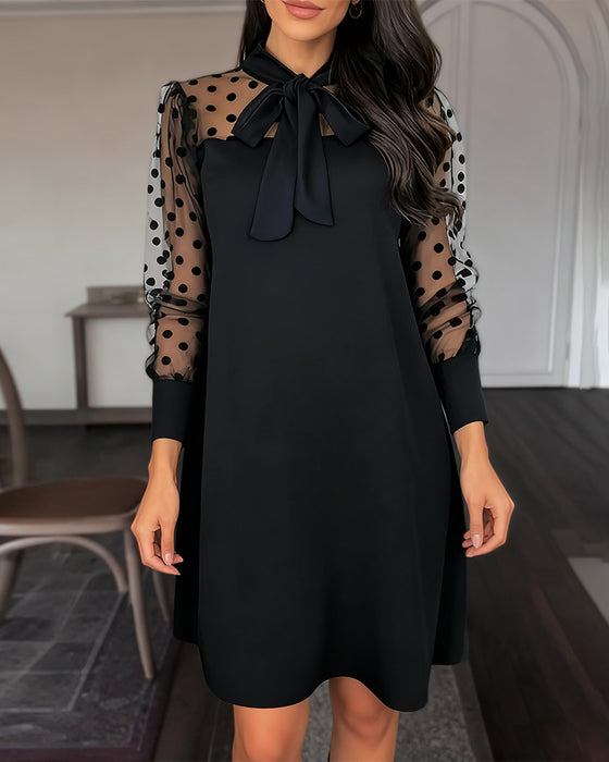 Elegante Effen Kleur Jurk Met Lintstiksel