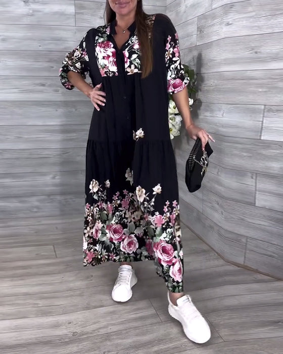 Jurk Bloemenprint Casual Lantaarnmouw