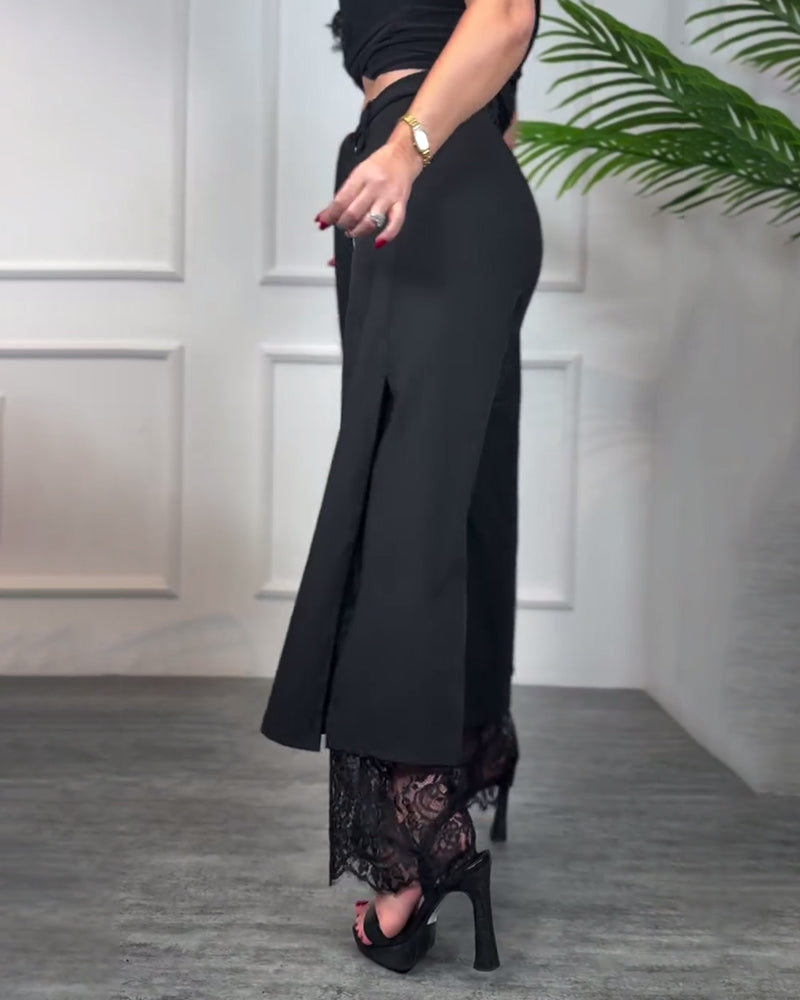 Broek Met Kantafwerking En Split