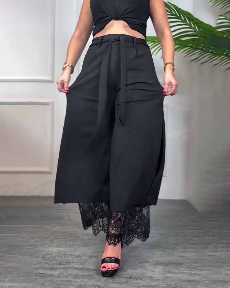 Broek Met Kantafwerking En Split