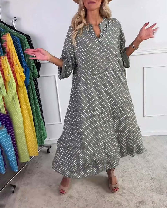 Jurk Halve Mouwen Polkadot Recht Model