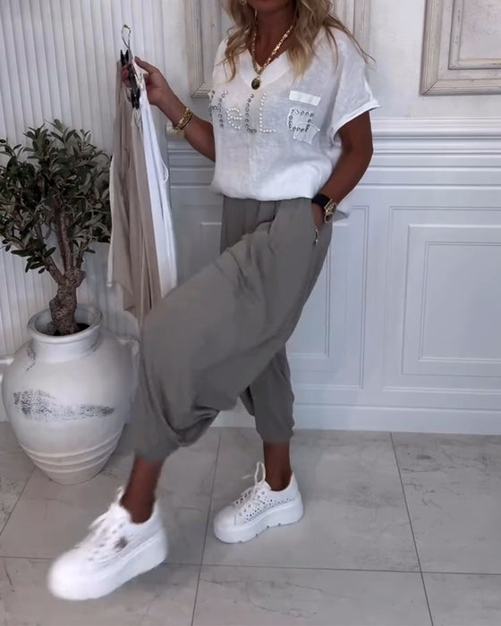 Broek Effen Kleur Pofmodel Casual