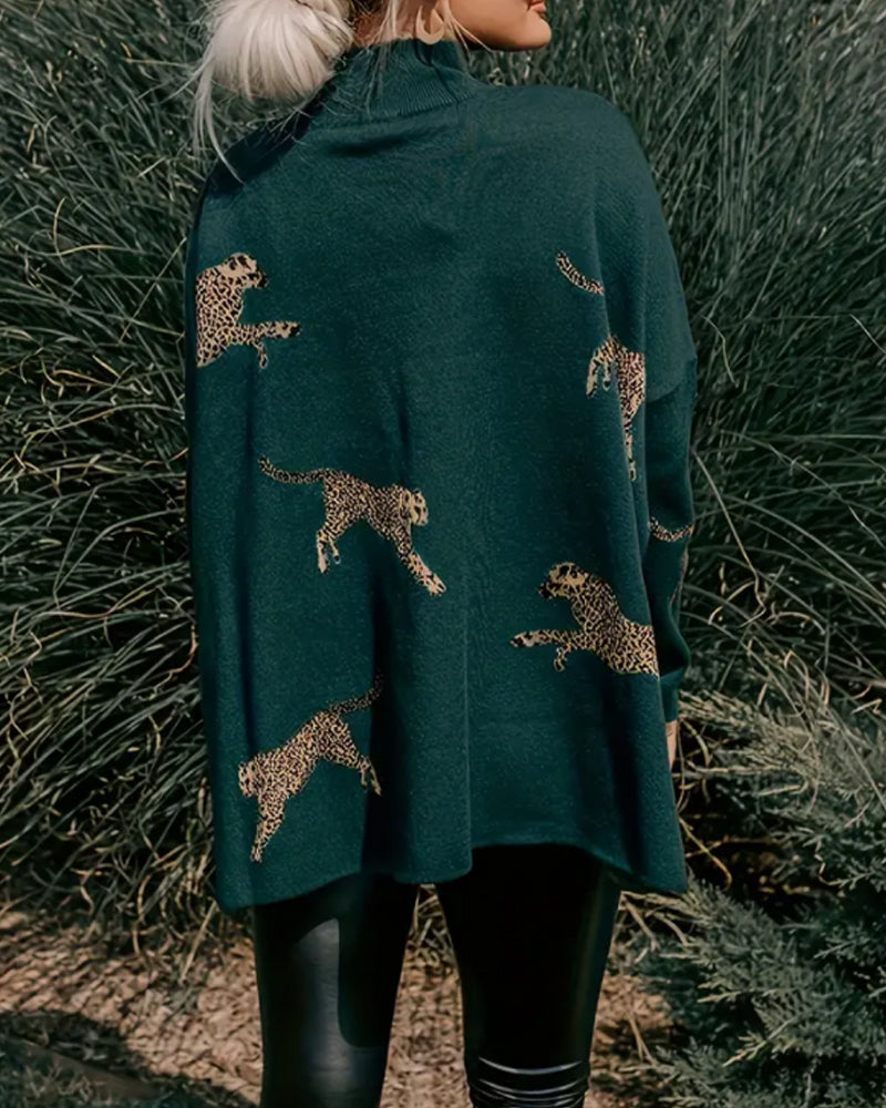 Trui Hoge Hals Los Luipaardprint