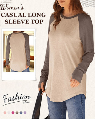 Ronde Hals Raglan Colorblock Longsleeve Top