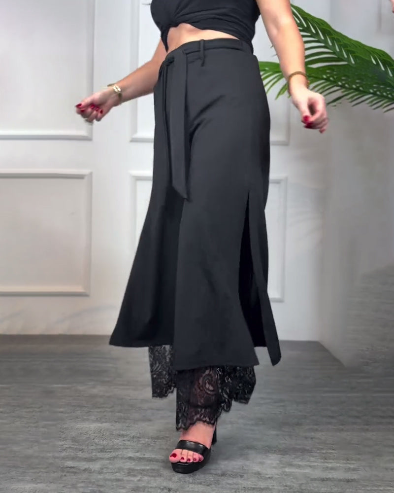 Broek Met Kantafwerking En Split