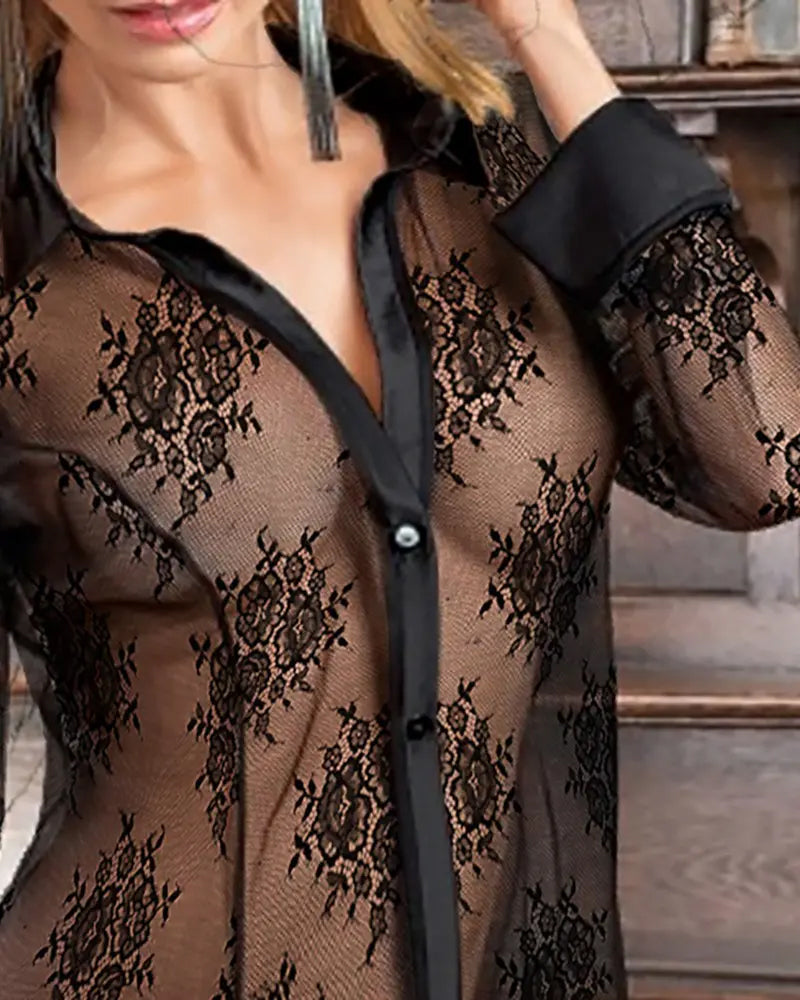 Sexy kantafgewerkte effen kleur erotische lingerie