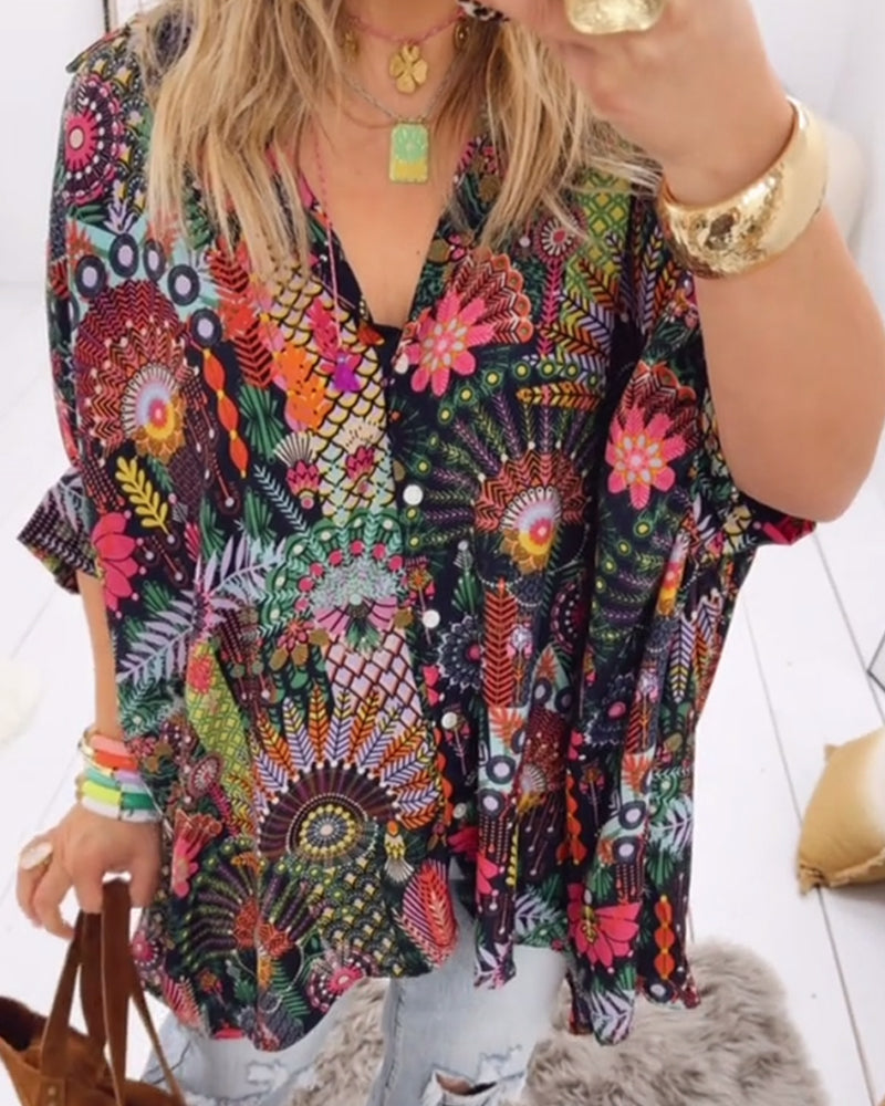 Blouse Los Mode Bedrukt