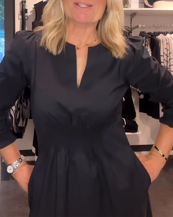 A-Lijn Jurk Met Pofmouwen En Getailleerde Pasvorm