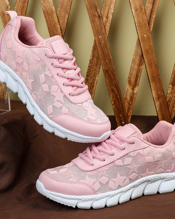 Eenvoudige effenkleurige ademende veterschoenen