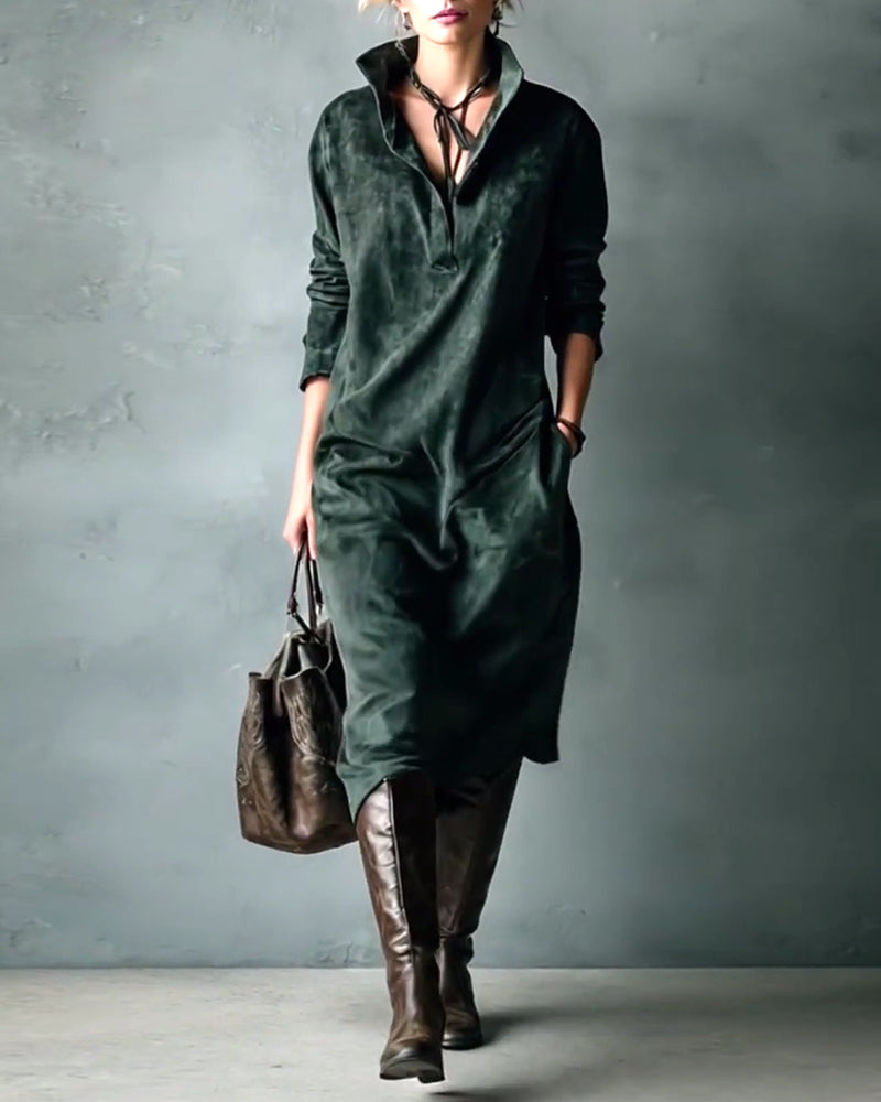 Elegante effen jurk met zak