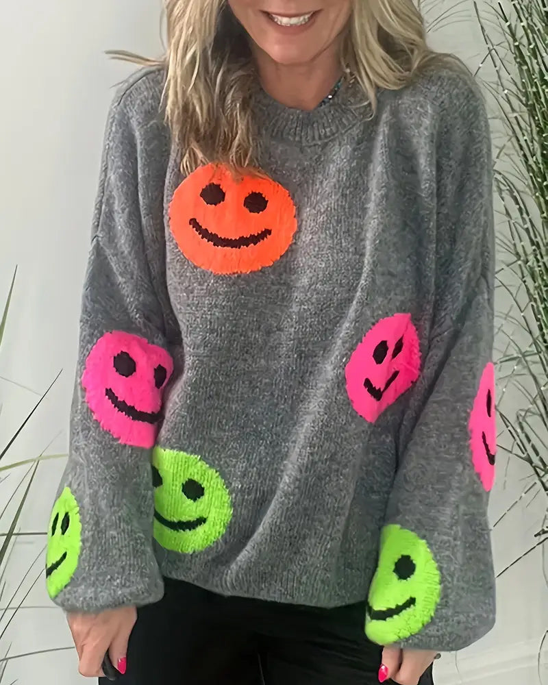 Trui Met Smiley En Ronde Hals
