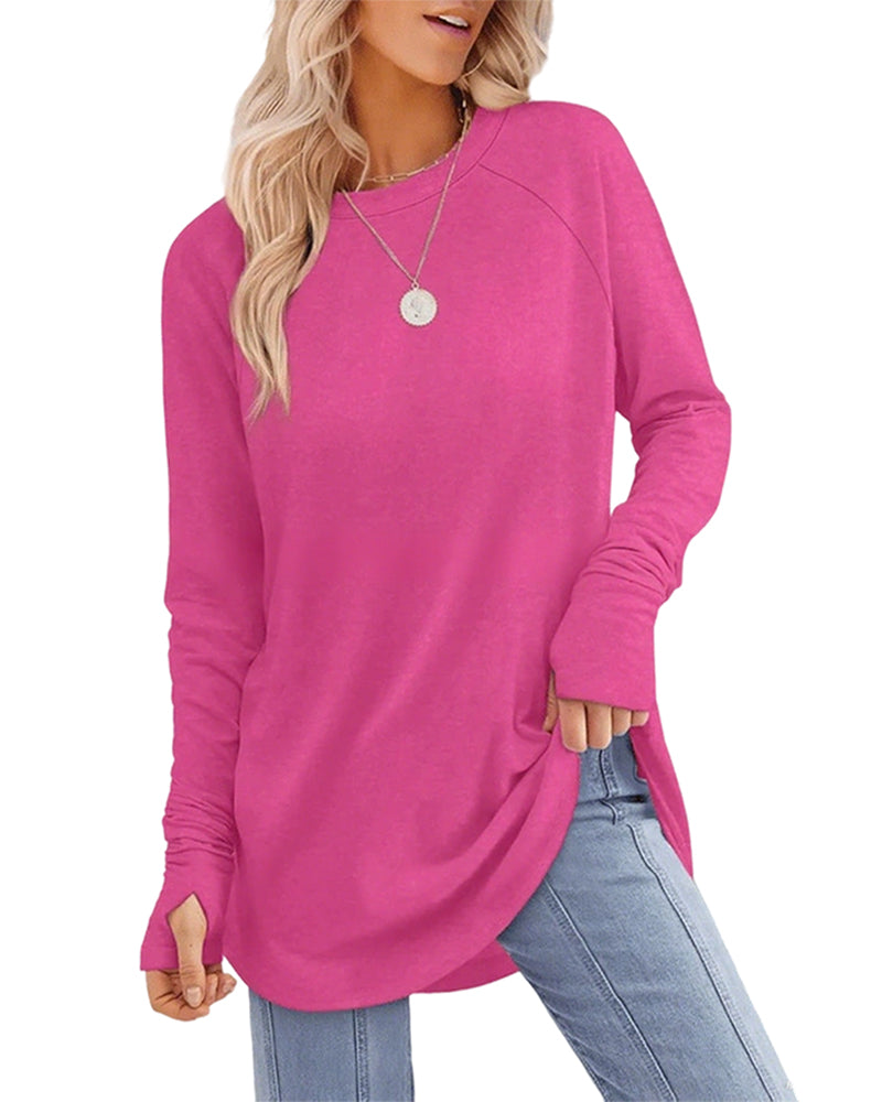 Ronde Hals Raglan Colorblock Longsleeve Top