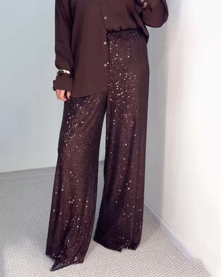 Broek Casual Pailletten Wijde-pijpen