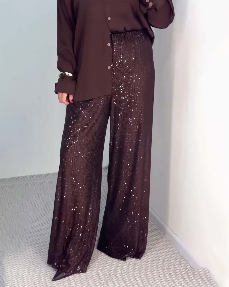 Broek Casual Pailletten Wijde-pijpen