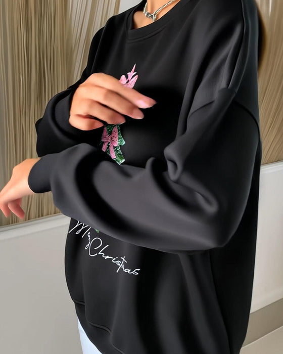 Crewneck Sweatshirt Met Kerstprint En Lange Mouwen