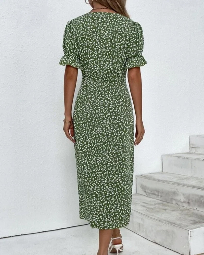 Jurk met korte mouwen en bloemenprint