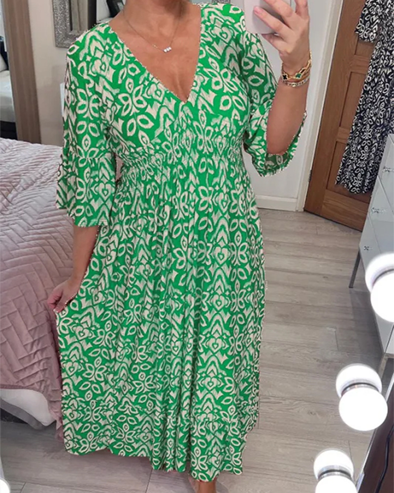 Rode maxi-jurk met print