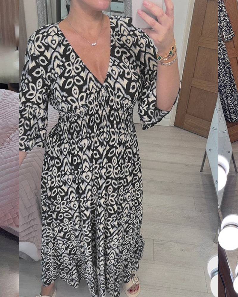 Rode maxi-jurk met print