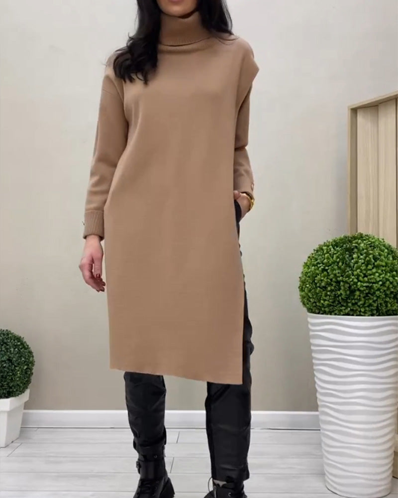 Sweaterjurk met zijsplit