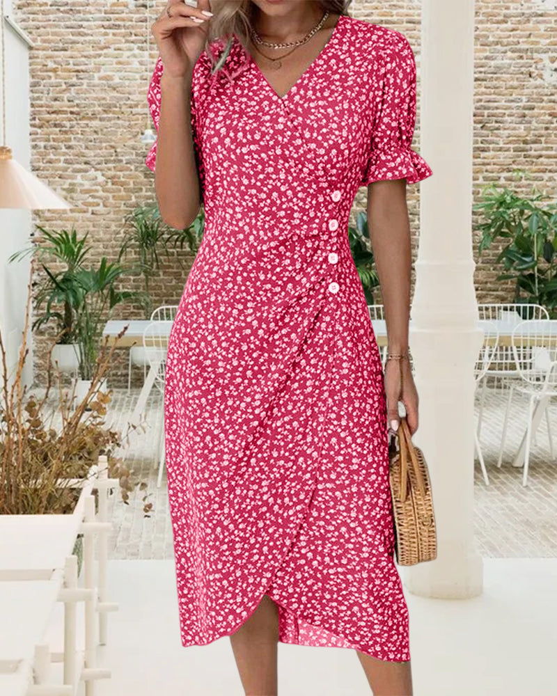 Jurk met korte mouwen en bloemenprint