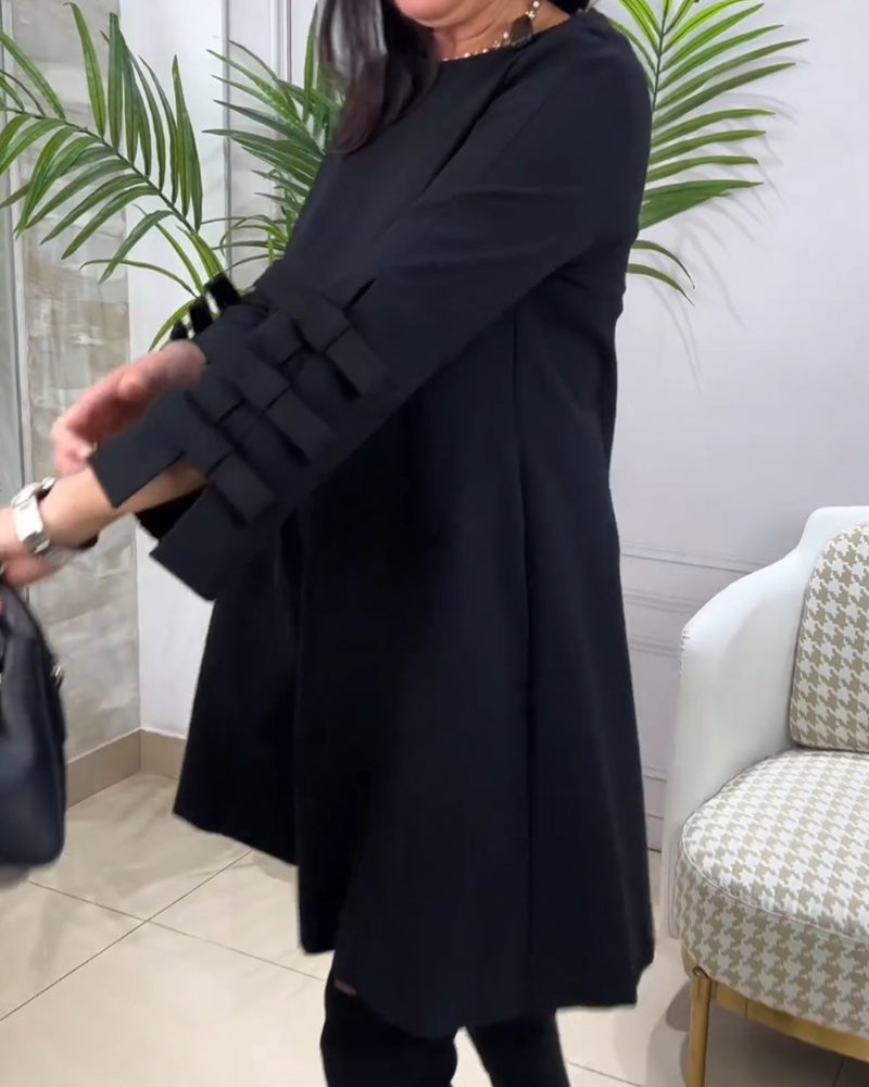 Casual knielange jurk met lange mouwen