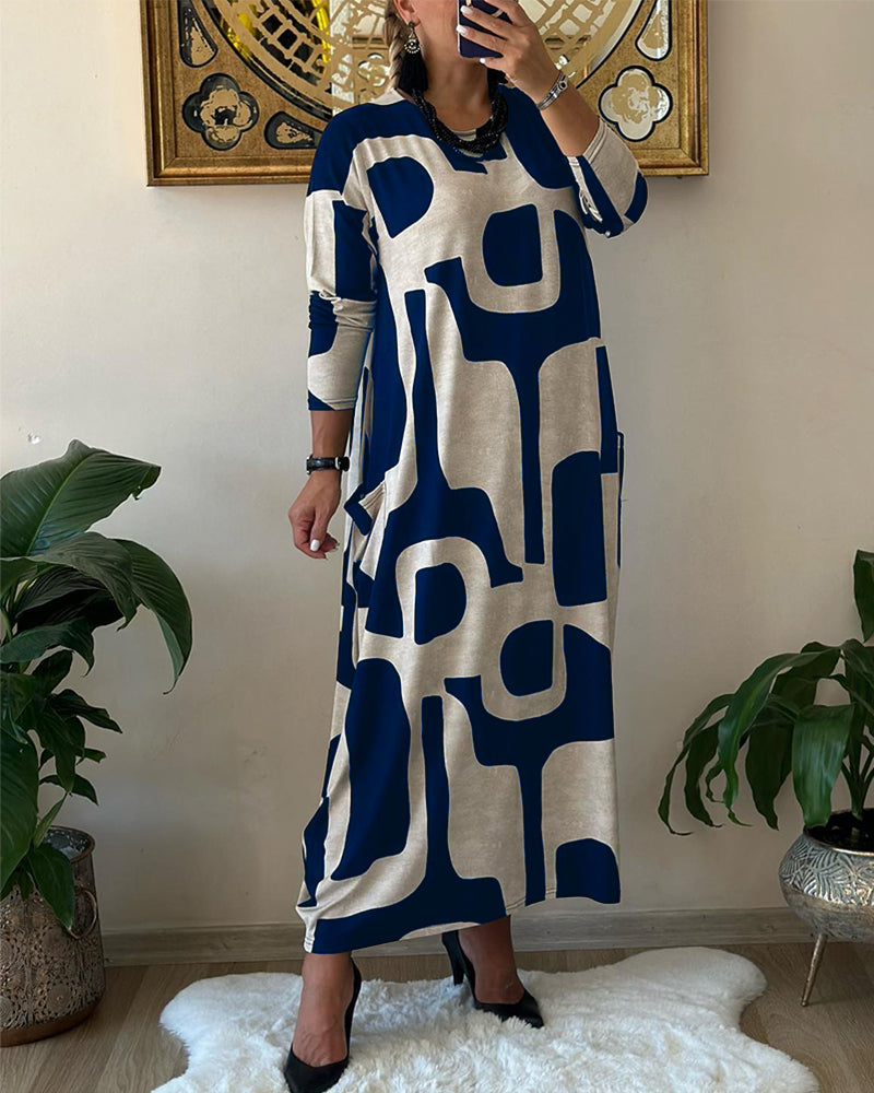 Jurk met lange mouwen en print