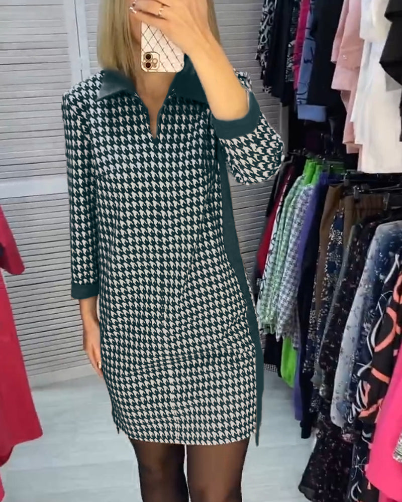 Reversjurk met zak en plaid