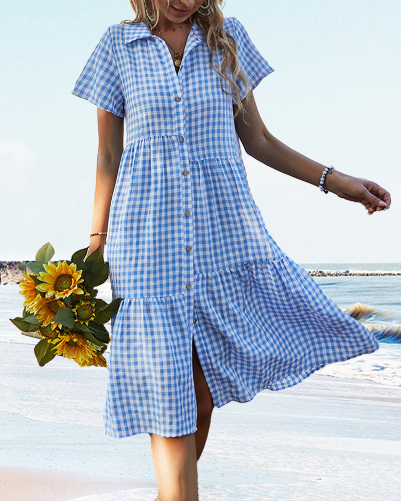 Jurk Plaid Print Casual Shirt